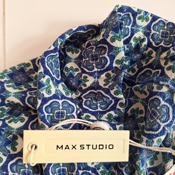 NWT Max Studio Shorts Paperbag Waist & Belt  Blue & White Lightweight XLarge - Picture 5 of 11